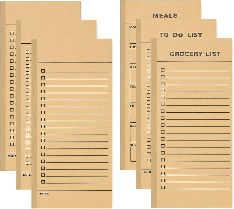 Utron 6 Pack Vintage Magnetic Notepads for Refrigerator, 50 pages/book Grocery List Magnet Pad for Fridge, Design Magnetic Grocery List Pad for Fridge, Grocery List Notepad, To-Do List - Image 1